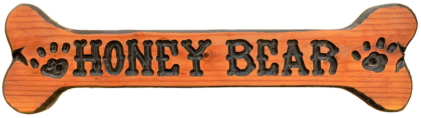 “6x24” CALIFORNIA REDWOOD DOG BONE SIGN