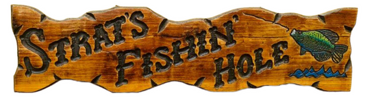8”x30” California Redwood Sign With Fish