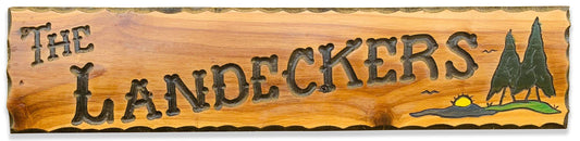 “6x24” CALIFORNIA REDWOOD SIGN WITH LAKESHORE 