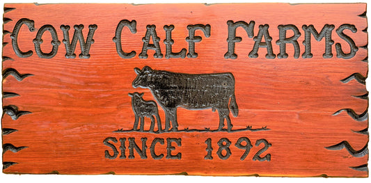 1’x2’ CALIFORNIA REDWOOD SIGN WITH COW CALF