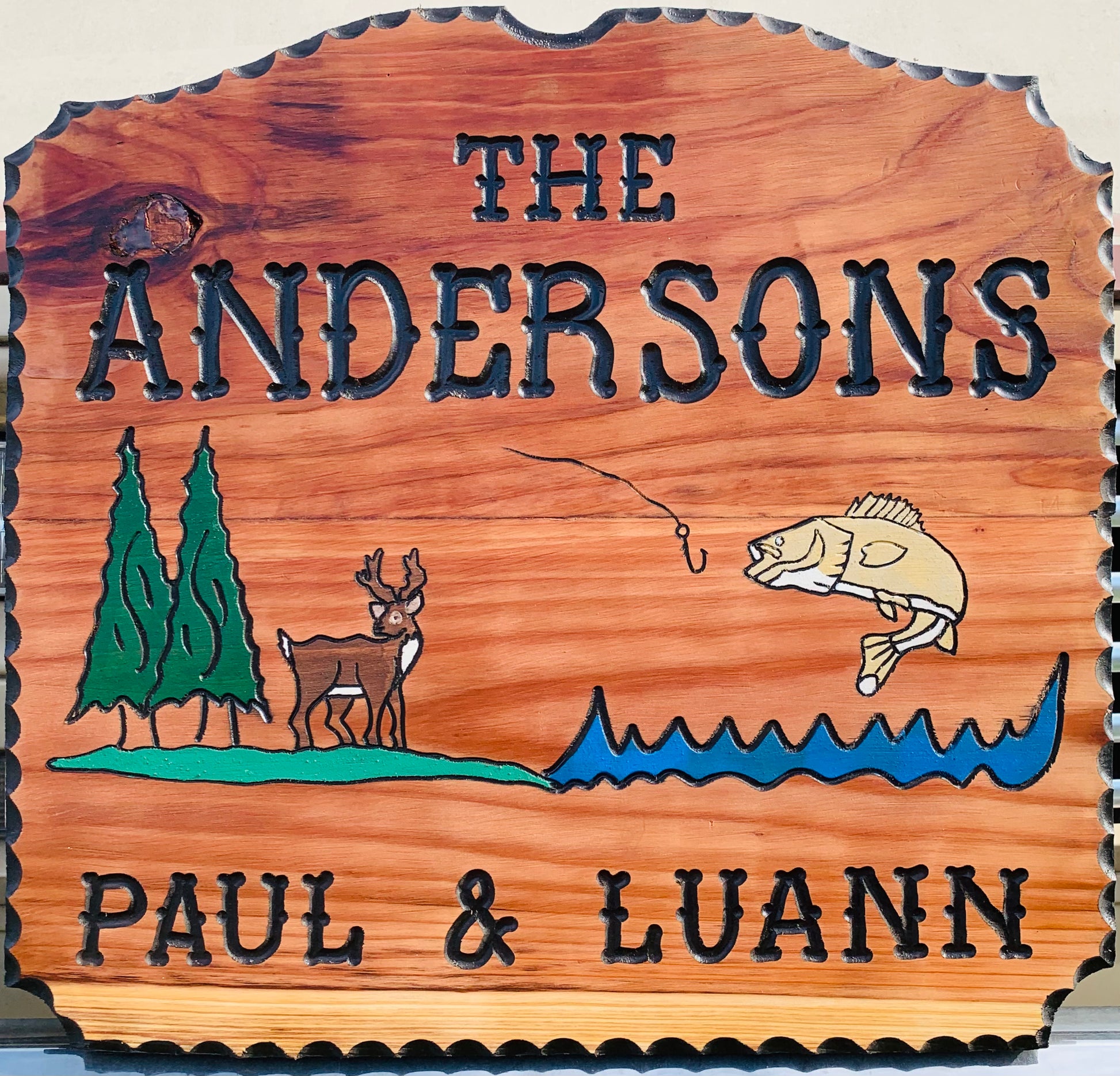 Redwood Sign 2’x2’ CALIFORNIA REDWOOD SIGN WITH BUCK AND FISH – Yellowstone Redwood ...