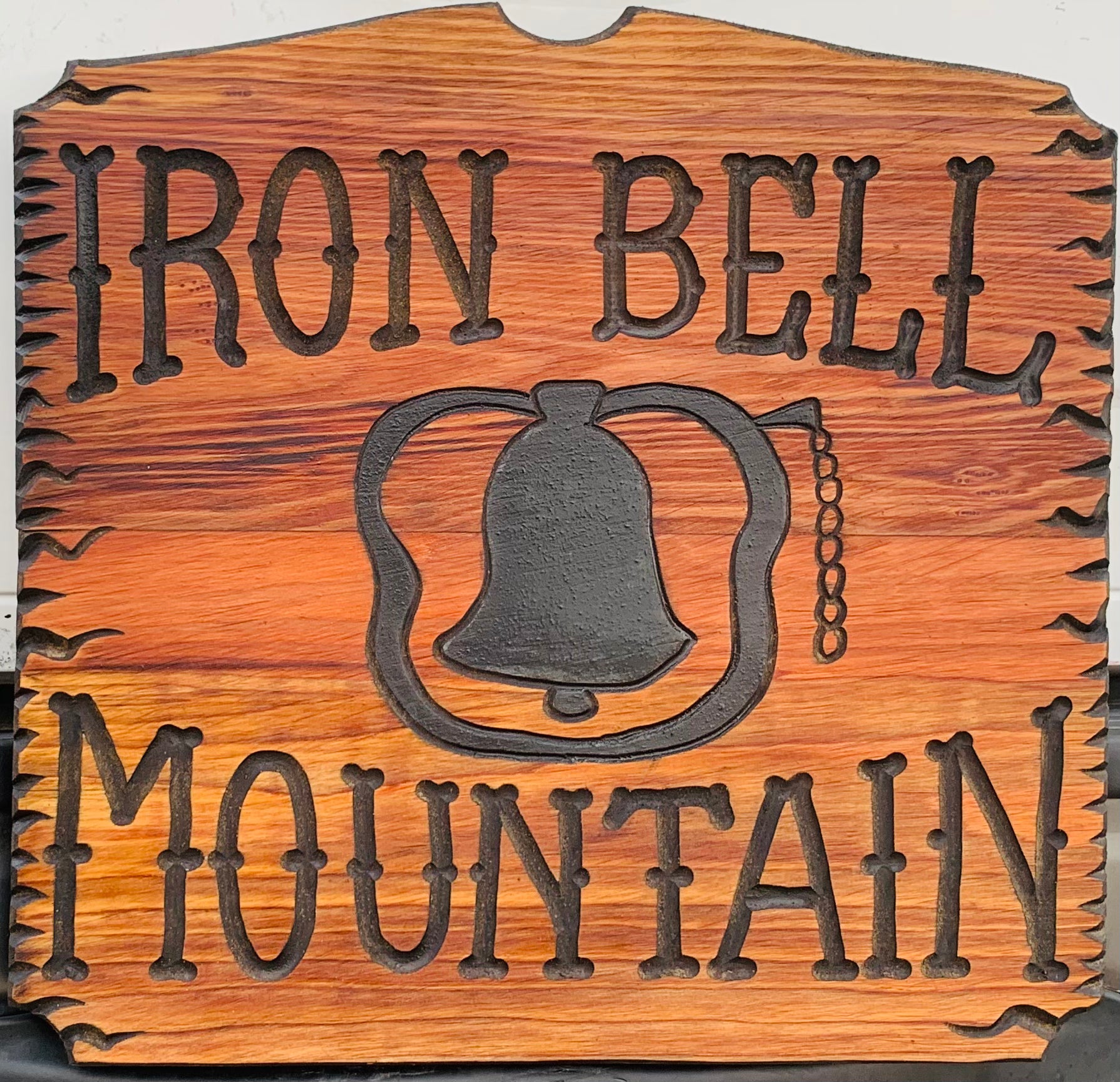 2’x2’ REDWOOD SIGN WITH CUSTOM BELL