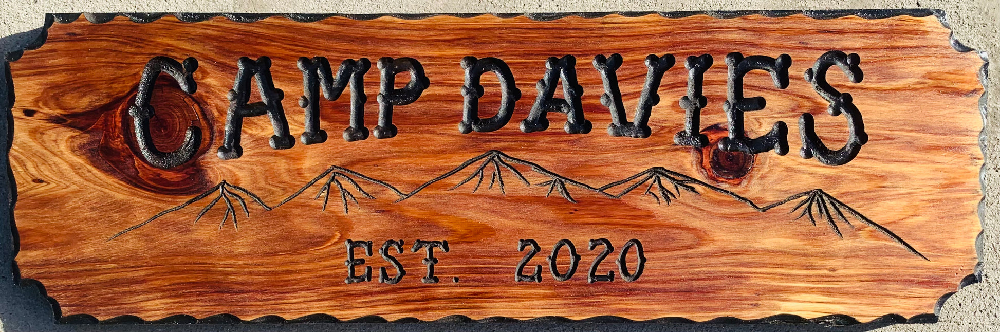 1’x3’ CALIFORNIA REDWOOD SIGN WITH MOUNTAINS