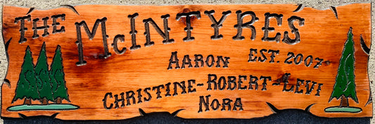 1’x3’ CALIFORNIA REDWOOD SIGN WITH TREES